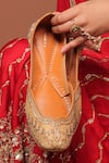 House Of Vitti India_Beige Scalloped Embroidered Juttis _at_Aza_Fashions
