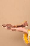 House Of Vitti India_Brown Peacock Zardozi Embroidered Juttis _Online_at_Aza_Fashions