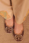 House Of Vitti India_Brown Peacock Zardozi Embroidered Juttis _at_Aza_Fashions