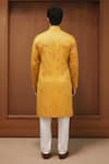 Shop_Char Chaand_Mustard Linen, Silk Geometric Motif Kurta _at_Aza_Fashions