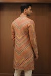 Shop Char Chaand Multi Color Linen, Silk Heritage Chevron Tapestry Kurta at Aza Fashions Shop_Char Chaand_Multi Color Linen, Silk Heritage Chevron Tapestry Kurta _at_Aza_Fashions