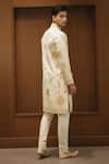 Shop_Char Chaand_Ivory Linen, Silk Botanical Garden Kurta _at_Aza_Fashions