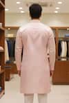 Shop_Char Chaand_Pink Linen, Silk Embroidery Blush Kurta _at_Aza_Fashions