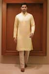 Buy_Char Chaand_Yellow Linen, Silk Lemon Kurta _Online_at_Aza_Fashions