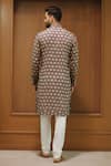 Shop_Char Chaand_Brown Linen, Silk Geometric Kurta _at_Aza_Fashions