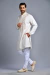 Shop_Char Chaand_Ivory Cotton Embroidery Kurta _Online_at_Aza_Fashions