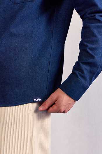 Zazu_Blue Denim Collared Jacket _Online_at_Aza_Fashions