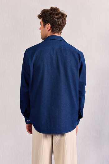 Shop_Zazu_Blue Denim Collared Jacket _at_Aza_Fashions