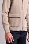 Zazu_Beige Wool Zip Front Jacket _Online_at_Aza_Fashions