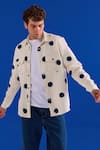 Buy Zazu Off White Cotton Polka Dot Waffle Overshirt at Aza Fashions Buy_Zazu_Off White Cotton Polka Dot Waffle Overshirt _at_Aza_Fashions