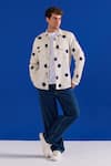 Buy Zazu Off White Cotton Polka Dot Waffle Overshirt Online at Aza Fashions Buy_Zazu_Off White Cotton Polka Dot Waffle Overshirt _Online_at_Aza_Fashions