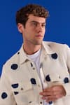 Shop Zazu Off White Cotton Polka Dot Waffle Overshirt Online at Aza Fashions Shop_Zazu_Off White Cotton Polka Dot Waffle Overshirt _Online_at_Aza_Fashions