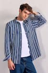 Buy Zazu White Cotton Striped Woven Overshirt at Aza Fashions Buy_Zazu_White Cotton Striped Woven Overshirt _at_Aza_Fashions