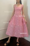 Doodlage Pink Cotton Square Neck Kyren Bandhani Pattern Dress Online at Aza Fashions Doodlage_Pink Cotton Square Neck Kyren Bandhani Pattern Dress _Online_at_Aza_Fashions