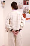 Buy_Doodlage_Beige Cotton Metallic Thread Collared Soria Tailored Jacket And Pant Set 