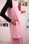 Doodlage_Pink Cotton Embroidery Boat Neck Brisa Organic Tunic And Pant Set _at_Aza_Fashions