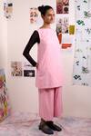 Buy_Doodlage_Pink Cotton Embroidery Boat Neck Brisa Organic Tunic And Pant Set _at_Aza_Fashions