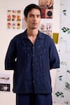 Buy Doodlage Blue Cotton Applique, Embroidery Florique Navy Shirt at Aza Fashions Buy_Doodlage_Blue Cotton Applique, Embroidery Florique Navy Shirt _at_Aza_Fashions