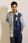 Shop_Doodlage_Blue Denim Embroidery Andes Panelled Shirt _Online_at_Aza_Fashions
