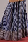 Urvashi Kaur_Blue Cotton, Silk Dawn Chevron Pattern Lehenga _Online_at_Aza_Fashions