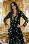 Buy_Dash And Dot_Black Velvet, Polyester Sequins Paillette Embroidered Blazer _at_Aza_Fashions