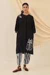 Shop Jodi Black Cotton Embroidery Round , Button-down Jugnu Kala Tunic at Aza Fashions Shop_Jodi_Black Cotton Embroidery Round , Button-down Jugnu Kala Tunic _at_Aza_Fashions
