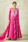 Buy Gopi Vaid Fuchsia Tussar, Organza Embroidery, Zari, Gota Anarkali Palazzo And Dupatta Set at Aza Fashions Buy_Gopi Vaid_Fuchsia Tussar, Organza Embroidery, Zari, Gota Anarkali Palazzo And Dupatta Set _at_Aza_Fashions