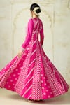 Shop Gopi Vaid Fuchsia Tussar, Organza Embroidery, Zari, Gota Anarkali Palazzo And Dupatta Set Shop_Gopi Vaid_Fuchsia Tussar, Organza Embroidery, Zari, Gota Anarkali Palazzo And Dupatta Set