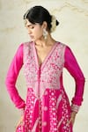 Buy Gopi Vaid Fuchsia Tussar, Organza Embroidery, Zari, Gota Anarkali Palazzo And Dupatta Set Online Buy_Gopi Vaid_Fuchsia Tussar, Organza Embroidery, Zari, Gota Anarkali Palazzo And Dupatta Set _Online