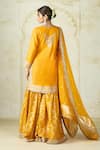 Gopi Vaid Mustard Tussar, Organza Embroidery, Zari, Sequins Kurta And Brocade Sharara Set Online Gopi Vaid_Mustard Tussar, Organza Embroidery, Zari, Sequins Kurta And Brocade Sharara Set _Online