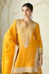 Buy Gopi Vaid Mustard Tussar, Organza Embroidery, Zari, Sequins Kurta And Brocade Sharara Set Online Buy_Gopi Vaid_Mustard Tussar, Organza Embroidery, Zari, Sequins Kurta And Brocade Sharara Set _Online