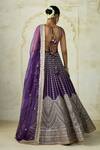 Buy_Gopi Vaid_Purple Tussar, Organza Zari, Embroidery V-neck Blouse And Lehenga Set _Online