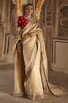 Buy Gopi Vaid Ivory Organza, Tissue, Tussar Embroidery, Zari Round Neck Saree And Blouse Online Buy_Gopi Vaid_Ivory Organza, Tissue, Tussar Embroidery, Zari Round Neck Saree And Blouse _Online