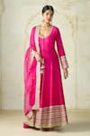 Buy Gopi Vaid Fuchsia Tussar, Linen, Satin, Organza Embroidery, Anarkali Palazzo And Dupatta Set at Aza Fashions Buy_Gopi Vaid_Fuchsia Tussar, Linen, Satin, Organza Embroidery, Anarkali Palazzo And Dupatta Set _at_Aza_Fashions