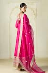 Buy Gopi Vaid Fuchsia Tussar, Linen, Satin, Organza Embroidery, Anarkali Palazzo And Dupatta Set Online Buy_Gopi Vaid_Fuchsia Tussar, Linen, Satin, Organza Embroidery, Anarkali Palazzo And Dupatta Set _Online