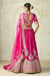 Buy_Gopi Vaid_Fuchsia Tussar, Organza Zari, Embroidery Scoop Neck Lehenga Set With Dupatta _Online