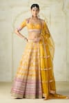 Buy Gopi Vaid Mustard Tussar, Organza Zari, Embroidery, Sequins, Beads Square Neck Lehenga Set at Aza Fashions Buy_Gopi Vaid_Mustard Tussar, Organza Zari, Embroidery, Sequins, Beads Square Neck Lehenga Set _at_Aza_Fashions