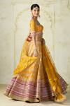 Buy Gopi Vaid Mustard Tussar, Organza Zari, Embroidery, Sequins, Beads Square Neck Lehenga Set Online Buy_Gopi Vaid_Mustard Tussar, Organza Zari, Embroidery, Sequins, Beads Square Neck Lehenga Set _Online