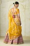 Gopi Vaid Mustard Tussar, Organza Zari, Embroidery, Sequins, Beads Square Neck Lehenga Set Gopi Vaid_Mustard Tussar, Organza Zari, Embroidery, Sequins, Beads Square Neck Lehenga Set