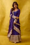 Buy_Gopi Vaid_Purple Chiffon, Lycra, Brocade Embroidery, Zari Anarkali Churidar And Dupatta Set _at_Aza_Fashions