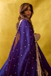 Shop_Gopi Vaid_Purple Chiffon, Lycra, Brocade Embroidery, Zari Anarkali Churidar And Dupatta Set 