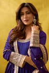 Buy_Gopi Vaid_Purple Chiffon, Lycra, Brocade Embroidery, Zari Anarkali Churidar And Dupatta Set _Online