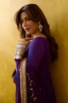 Shop_Gopi Vaid_Purple Chiffon, Lycra, Brocade Embroidery, Zari Anarkali Churidar And Dupatta Set _Online