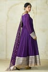Gopi Vaid_Purple Chiffon, Lycra, Brocade Embroidery, Zari Anarkali Churidar And Dupatta Set 