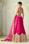 Buy_Gopi Vaid_Pink Tussar, Organza Zari, Embroidery V-neck Blouse And Lehenga Set _Online