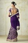 Shop Gopi Vaid Purple Georgette, Tussar Embroidery, Zari V-neck Saree With Padded Blouse Online Shop_Gopi Vaid_Purple Georgette, Tussar Embroidery, Zari V-neck Saree With Padded Blouse _Online