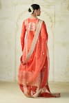 Gopi Vaid Orange Tussar, Brocade, Organza Embroidery, Zari Anarkali Churidar And Dupatta Set Online Gopi Vaid_Orange Tussar, Brocade, Organza Embroidery, Zari Anarkali Churidar And Dupatta Set _Online