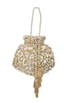 Buy_SG Collection By Sonia Gulrajani_Gold Sequins, Beads, Tassels Shades Of Glamour Embellished Potli Bag _at_Aza_Fashions