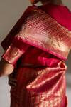 Mimamsaa_Magenta Tasia Brocade Silk Saree With Unstitched Blouse Piece_Online_at_Aza_Fashions