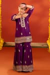Buy_Petite Pomme_Purple Viscose, Chinon Embroidery, Sequins, Mirrors Hand Work Kurta Sharara Set _Online_at_Aza_Fashions